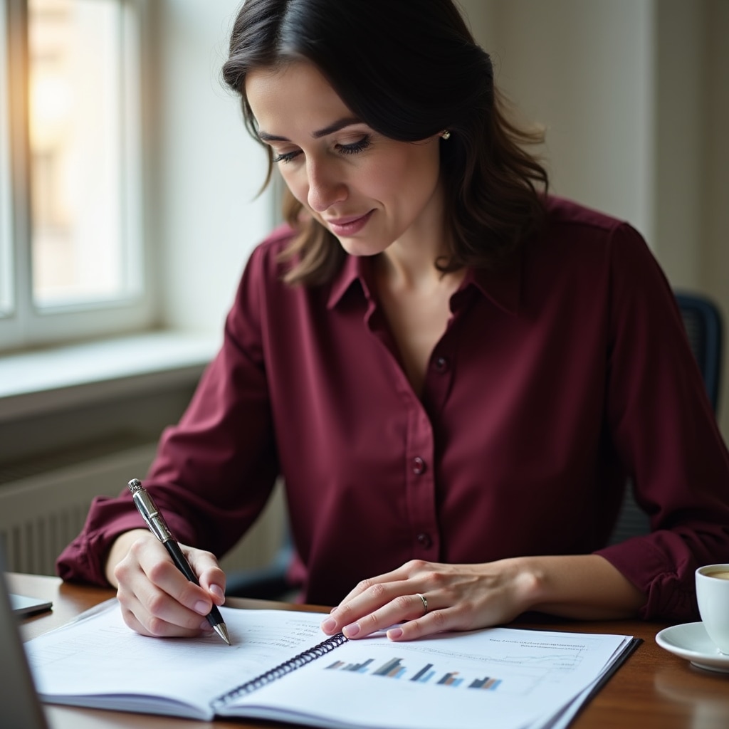 Analista che esamina un report dettagliato sulla qualità del servizio